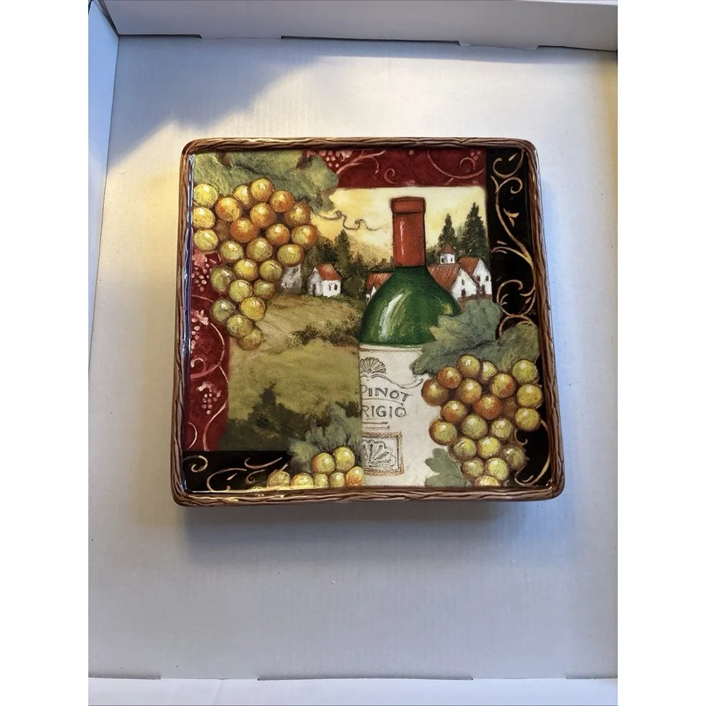 Certified International Vineyard Salad Plates 8.5x8.5 Square Ceramic Set of 2